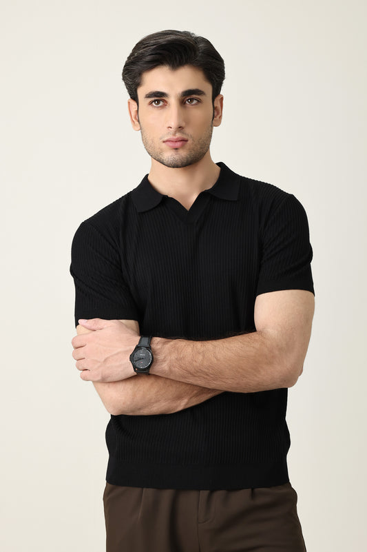 PRESTIGE COLLAR POLO-BLACK