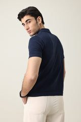 ESSENTIAL SHORT SLEEVE POLO-NAVY