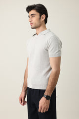 OPEN COLLAR POLO SHIRT-LT-GREY