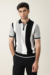 VINTAGE INSPIRED STRIPE POLO-LT-GREY