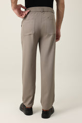 TAILORED PLEAT TROUSERS-KHAKI