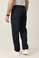 TAILORED PLEAT TROUSERS-NAVY