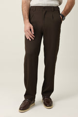 TAILORED PLEAT TROUSERS-COFFEE