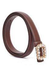 PEARL EMBRACE BELT-BROWN