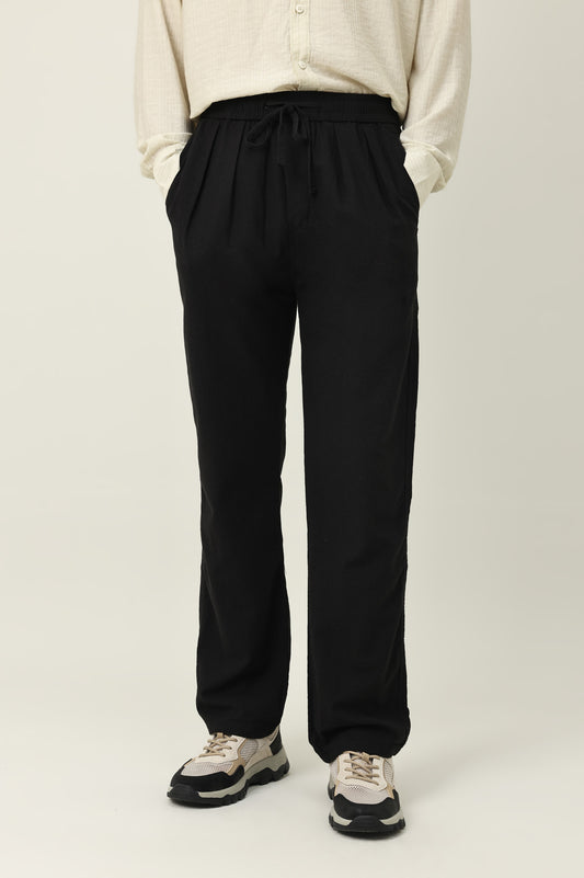 CASUAL DRAWSTRING TROUSER-BLACK