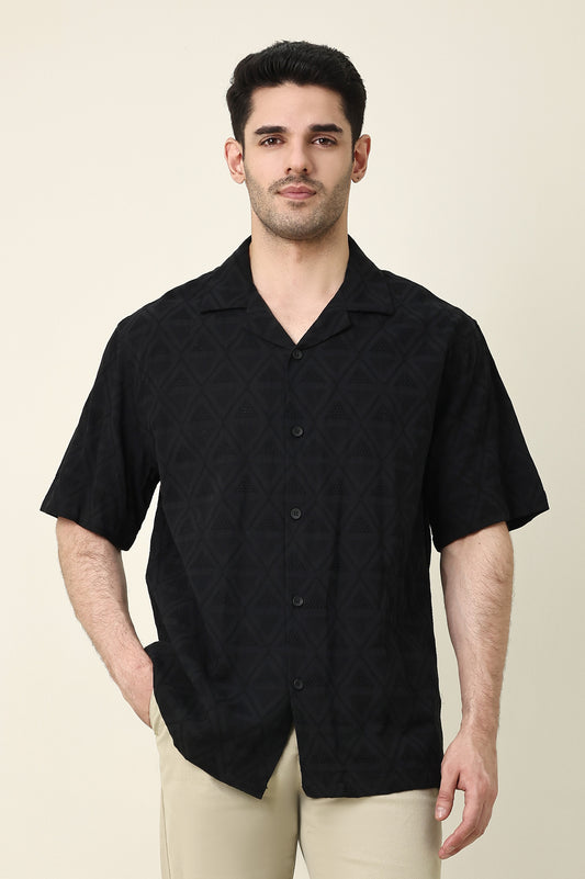 RESORT JACQUARD SHIRT-BLACK