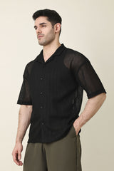 LACEKNIT MODERN CLASSIC SHIRT-BLACK
