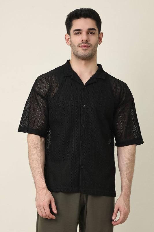 LACEKNIT MODERN CLASSIC SHIRT-BLACK