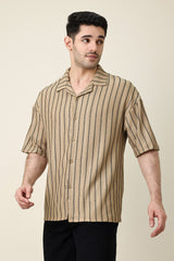 DUKE STRIATEX CAMP SHIRT-KHAKI