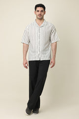 DUKE STRIATEX CAMP SHIRT-WHITE
