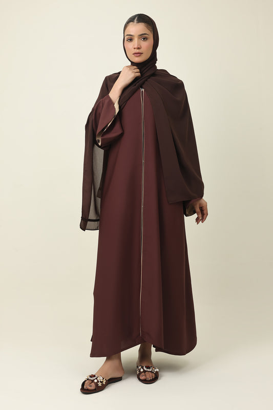 PURE SILK TOUCH ABAYA-BROWN