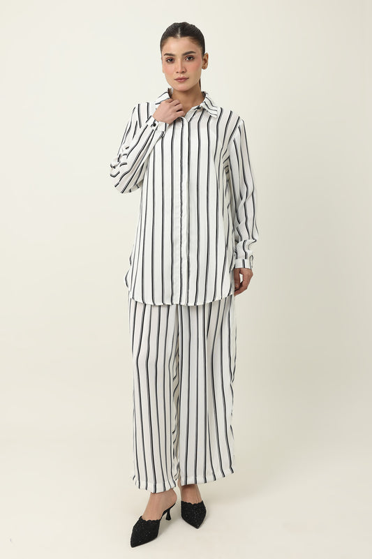 TIMELESS PINSTRIPE CO ORD-WHITE