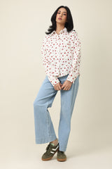 DAISYWHISPER RELAXED SHIRT-WHT/RED