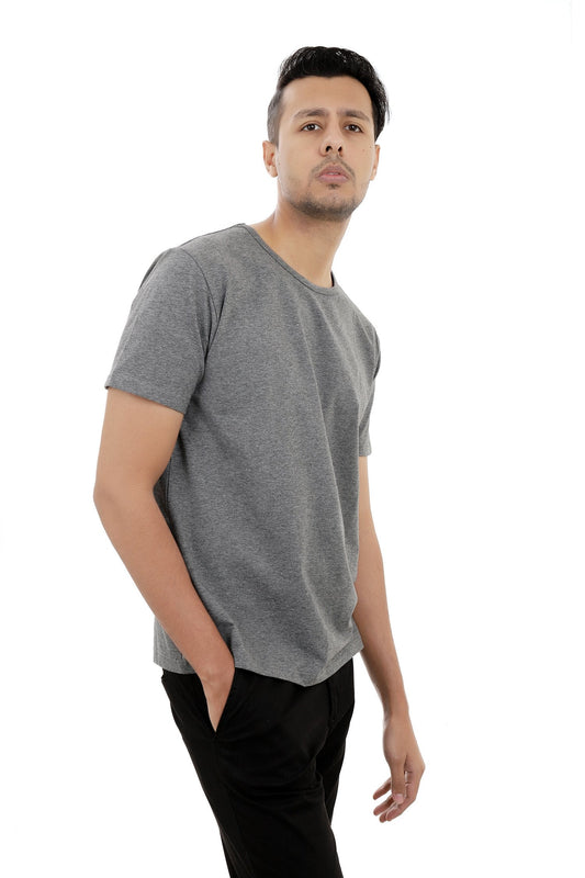 PREMIUM COTTON CREW NECK TEE-DARK-GREY