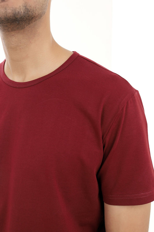 PREMIUM COTTON CREW NECK TEE-MAROON