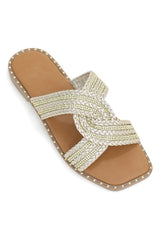 LUXUARY GLAM WOMEN'S SLIDES-GOLD