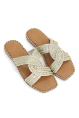 LUXUARY GLAM WOMEN'S SLIDES-GOLD