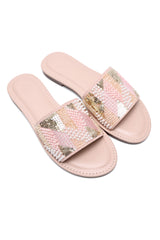 GOLDEN MOSAIC EMBELLISHED SLIDES-PINK