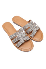 ICONIC GLASS CUT SLIDES-GOLD