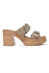 CHUNKY DOUBLE BUCKLE PLATFORM HEEL-BEIGE