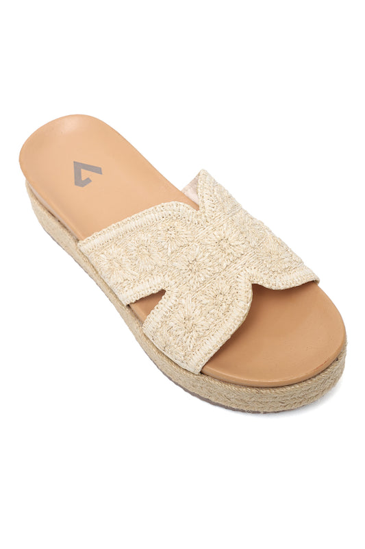 SUMMER FASHIONISTA TEXTURE SLIDE-BEIGE
