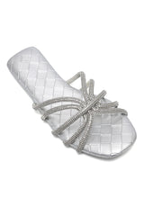 SIGNATURE KNOTTED GLAM SLIDE-SILVER