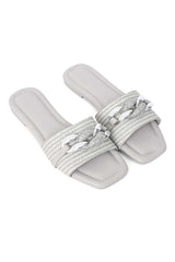 SUNHOOK EMBELLISHED SLIDE-GREY