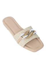 SUNHOOK EMBELLISHED SLIDE-BEIGE