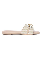 SUNHOOK EMBELLISHED SLIDE-BEIGE