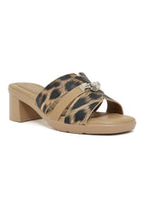 WILD CHARM LEOPARD BUCKLE HEEL-KHAKI