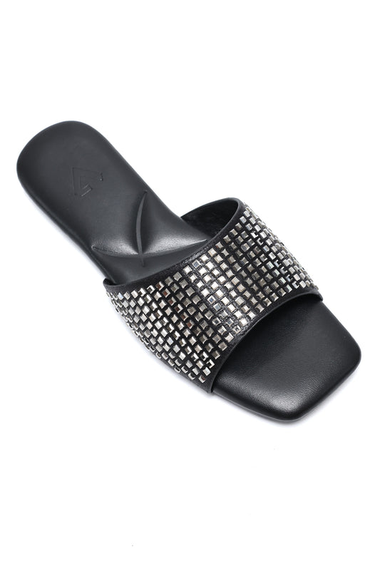 MOSAIC GLAM SLIDES-BLACK