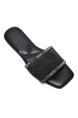GLITZ FLAT SLIDES-BLACK