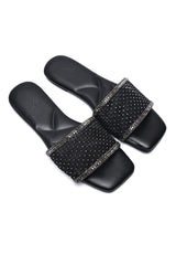 GLITZ FLAT SLIDES-BLACK