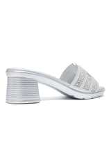 STURDY GLAM HEEL-SILVER