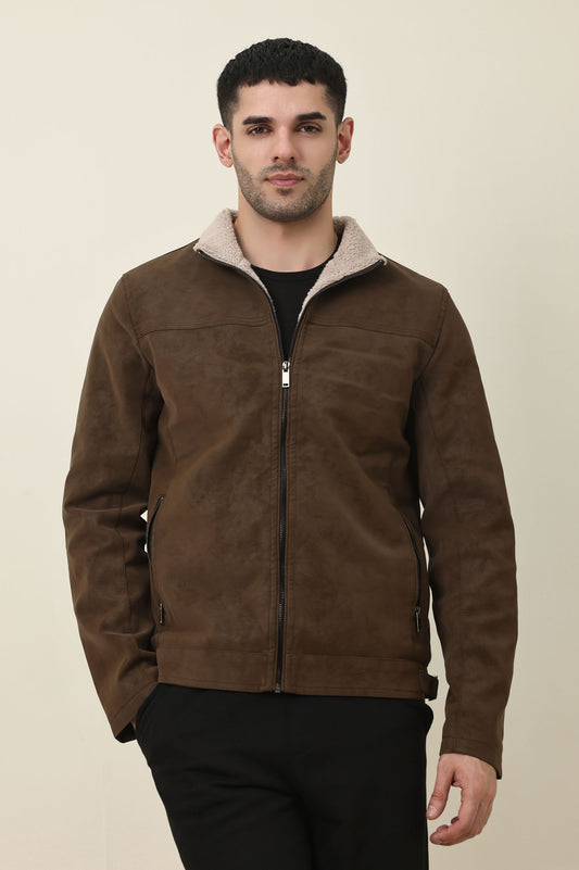 SHERPA-LINED LUXE JACKET-COFFEE