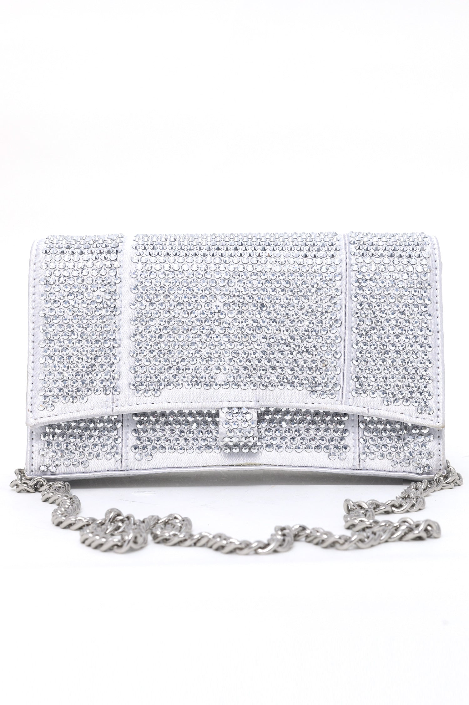 Silver bling sales clutch bag