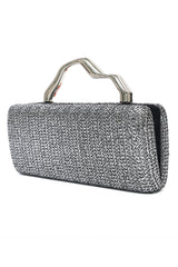 WOVEN HANDLE CLUTCH-PEWTER