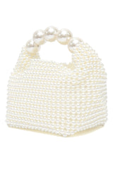 PEARL HANDLE BEAD BAG-PEARL