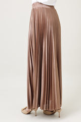 SATIN PLEATED MAXI SKIRT-BRONZE
