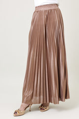 SATIN PLEATED MAXI SKIRT-BRONZE