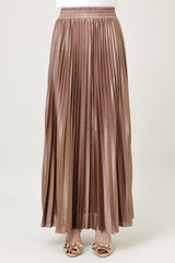 SATIN PLEATED MAXI SKIRT-BRONZE