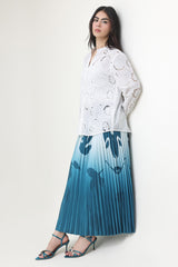 OMBRE PLEATED SKIRT-EMERALD