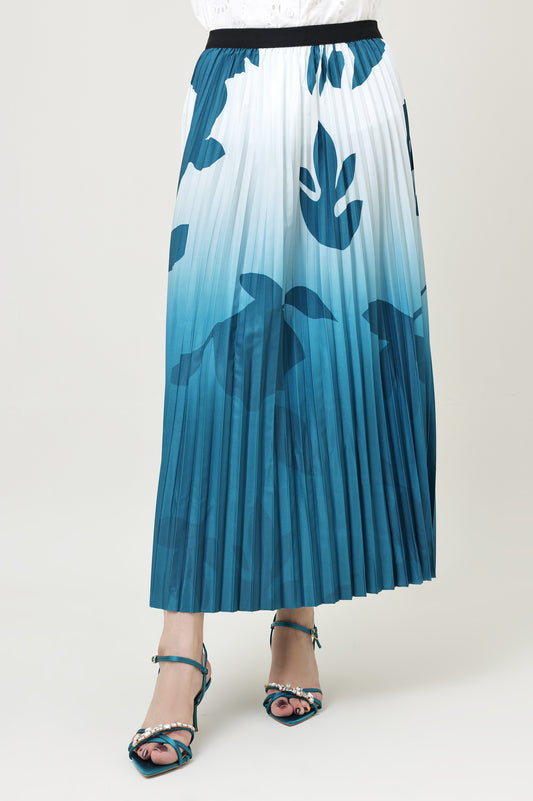 OMBRE PLEATED SKIRT-EMERALD