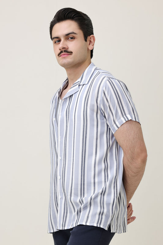 STRIPEHAVEN RESORT SHIRT-D-GRY/L-GRY/WHT
