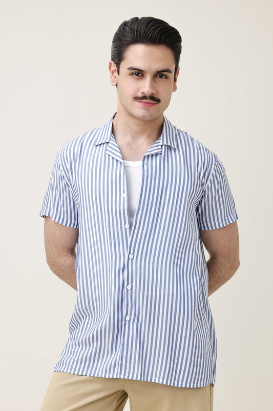 STRIPEHAVEN RESORT SHIRT-BLUE/WHT
