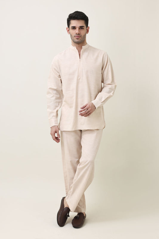 AURA LINEN BLEND CO-ORD SET-BEIGE