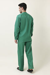AURA LINEN BLEND CO-ORD SET-GREEN