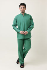 AURA LINEN BLEND CO-ORD SET-GREEN