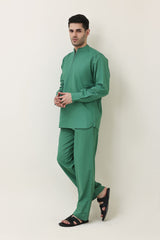 AURA LINEN BLEND CO-ORD SET-GREEN