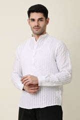 HERITAGE KURTA TOP-WHITE